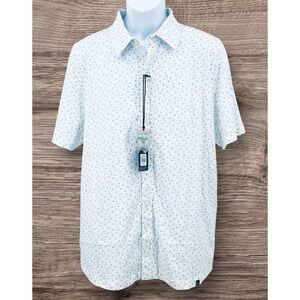 ATLANTIC SOL Mens Large Sunset Short Sleeve Organic Cotton Button Down Shirt NWT